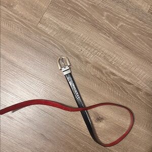 Elegant Black and Red Leather Belt